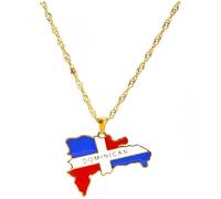 YKHBC Stainless Steel Africa Map Pendant Necklace for Women Men Hiphop Colorful Stainless Steel Map Pendant Necklace African Gift (Dominican Republic)