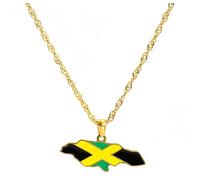 YKHBC Stainless Steel Africa Map Pendant Necklace for Women Men Hiphop Colorful Stainless Steel Map Pendant Necklace African Gift (Jamaica)