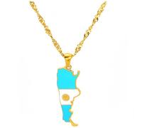 YKHBC Stainless Steel Africa Map Pendant Necklace for Women Men Hiphop Colorful Stainless Steel Map Pendant Necklace African Gift (Argentina)