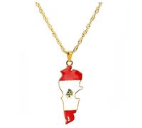 YKHBC Stainless Steel Africa Map Pendant Necklace for Women Men Hiphop Colorful Stainless Steel Map Pendant Necklace African Gift (Lebanon)