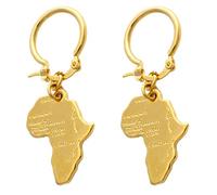 YKHBC Stainless Steel Africa Map Pendant Necklace for Women Men Hiphop Colorful Stainless Steel Map Pendant Necklace African Gift (Ear studs)