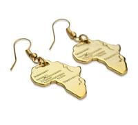 YKHBC Stainless Steel Africa Map Pendant Necklace for Women Men Hiphop Colorful Stainless Steel Map Pendant Necklace African Gift (Earrings)