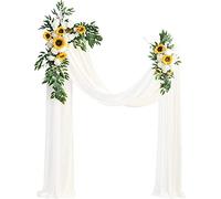 YKJGRTF Artificial for decoración de Bodas, (Paquete de 4), 2 guirnaldas de Rosas y 2 Telas de drapeado for decoración de Fondo de Fiesta, Amarillo