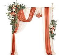 YKJGRTF Artificial for decoración de Bodas, (Paquete de 5) - 2 Arcos de Flores con 3 Cortinas de Tela Transparente, Guirnalda de Flores for Boda, Fiesta, Ceremonia, decoración de Fondo(H)