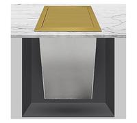 YKJGRTF Basurero empotrado for encimera, con tapa abatible, for armario, con ojal for conducto de basura y cajón integrado con bisagras.(Gold)