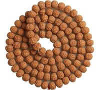 YKJGRTF Cuentas de oración, Pulseras Cuentas, Pulsera Envuelta en Rudraksha 108 Genuina, Collar Rosario Buda 5 Caras, meditación Japa Mala(Bruin)