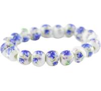 YKJGRTF Cuentas de oración, Pulseras Cuentas, Pulsera Porcelana Azul Tinta y Blanca con Estilo étnico Femenino, Elegante joyería cerámica for Regalo del día San Valentín, puño Yoga meditación(D)