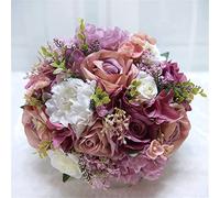 YKJGRTF Novia con flores, decoración de la boda, ramo de flores artificiales, flores artificiales, decoración del hogar, 11 (Color : Roze)(Purple)
