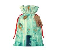 YKJJFVZ Abstracto Biología Química 42 Impresión Versátil Navidad regalo Bolsas con cordón, material de yute, bolsas de embalaje de Navidad, bolsas de caramelo