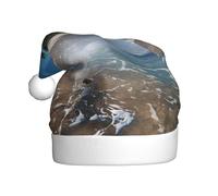 YKJJFVZ Agua Rush To Tropical Beach Print Santa Claus Sombrero, Unisex Adulto Sombrero de Navidad Sombrero de Navidad