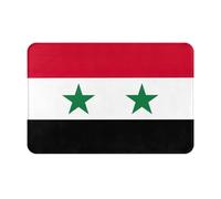 YKJJFVZ Alfombra de bienvenida con diseño de bandera de la República Árabe Siria para entrada interior y exterior, con tela de franela