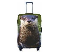 YKJJFVZ Animal lindo marrón nutria impresión maleta protector de viaje, fundas de equipaje elegantes y protectoras, Blanco 1, S