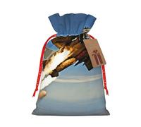 YKJJFVZ Aviones Fighter Jets impresión versátil cordón Navidad regalo bolsas, material de yute, bolsas de regalo de Navidad, bolsas de caramelo