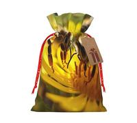 YKJJFVZ Bee Honeybee1 - Bolsas de regalo de Navidad versátiles con cordón, material de arpillera, bolsas de envoltura de Navidad, bolsas de caramelos