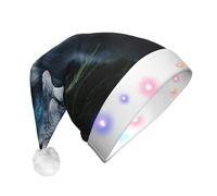 YKJJFVZ Blue Eyes Wolf1 Imprimir Sombrero De Navidad, Sombrero de Santa Claus, Sombrero de Navidad para vacaciones clásicas, para Año Nuevo Suministros de fiesta Regalos