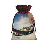 YKJJFVZ Bolsas de regalo con cordón de impresión de avión de la Segunda Guerra Mundial, bolsas de regalo de Navidad para regalos de Navidad, recuerdos de fiesta