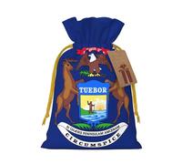 YKJJFVZ Bolsas de regalo con cordón de tamaño mediano con estampado de bandera del estado de Michigan, bolsas de joyería para caramelos, regalos de boda, Navidad