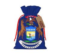 YKJJFVZ Bolsas de regalo con cordón de tamaño mediano con estampado de bandera del estado de Michigan, bolsas de joyería para caramelos, regalos de boda, Navidad