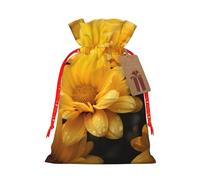 YKJJFVZ Bolsas de regalo con cordón de tamaño mediano con estampado de flores amarillas, bolsas de joyería para caramelos, regalos de boda y Navidad