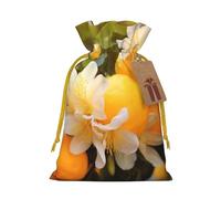 YKJJFVZ Bolsas de regalo con cordón de tamaño mediano con estampado de flores amarillas y frutas naranjas, bolsas de joyería para caramelos, bodas, regalos de Navidad
