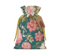 YKJJFVZ Bolsas de regalo con cordón de tamaño mediano con estampado de flores, bolsas de joyería para caramelos, regalos de boda, Navidad
