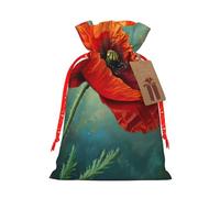 YKJJFVZ Bolsas de regalo con cordón de tamaño mediano con estampado de flores de amapola, bolsas de joyería para caramelos, regalos de boda, Navidad