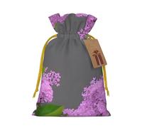 YKJJFVZ Bolsas de regalo con cordón de tamaño mediano con estampado de flores lilas en flores, bolsas de joyería para caramelos, regalos de boda, Navidad
