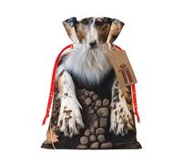 YKJJFVZ Bolsas de regalo con cordón de tamaño mediano con estampado de huellas de huesos, para caramelos, bodas, regalos de Navidad