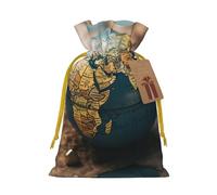 YKJJFVZ Bolsas de regalo con cordón de tamaño mediano con estampado de mapa del mundo, bolsas de joyería para caramelos, regalos de boda, Navidad