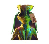 YKJJFVZ Bolsas de regalo con cordón de tamaño mediano con estampado de planetas alienígenas, bolsas de joyería para caramelos, recuerdos de boda, Navidad