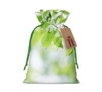 YKJJFVZ Bolsas de regalo con cordón de tamaño mediano con estampado de ramitas de vegetación natural, color blanco, bolsas de joyería para caramelos, regalos de boda, Navidad