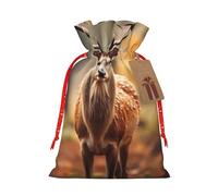 YKJJFVZ Bolsas de regalo de Navidad con diseño de ciervo de cola blanca en el desierto Stag3, versátiles con cordón, material de arpillera, bolsas de envoltura de Navidad, bolsas de caramelos