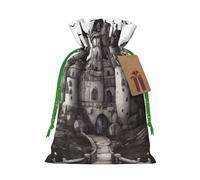 YKJJFVZ Bolsas de regalo góticas de cuento de hadas con estampado de castillo, tamaño mediano, con cordón, bolsas de joyería para caramelos, regalos de boda, Navidad