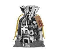 YKJJFVZ Bolsas de regalo góticas de cuento de hadas con estampado de castillo, tamaño mediano, con cordón, bolsas de joyería para caramelos, regalos de boda, Navidad