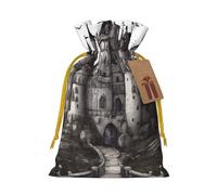 YKJJFVZ Bolsas de regalo góticas de cuento de hadas con estampado de castillo, tamaño mediano, con cordón, bolsas de joyería para caramelos, regalos de boda, Navidad