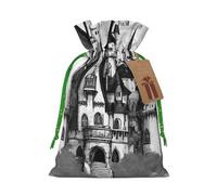 YKJJFVZ Bolsas de regalo góticas de cuento de hadas con estampado de castillo, tamaño mediano, con cordón, bolsas de joyería para caramelos, regalos de boda, Navidad