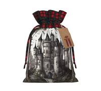 YKJJFVZ Castillo de cuento de hadas gótico 02 bolsas de regalo con cordón impreso Bolsas de regalo Navidad regalos festivos