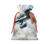 YKJJFVZ Guerra Mundial 2 avión avión 1 impresión universal bolsas de regalo de Navidad con cordón, tela de yute, bolsas de embalaje de Navidad, bolsas de caramelo