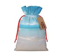 YKJJFVZ Hermosa vista al mar 2 impresión versátil Navidad regalo Bolsas con cordón, tela de yute, bolsas de caramelo
