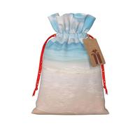 YKJJFVZ Hermosas bolsas de regalo de Navidad con cordón versátil con estampado de vista del mar, material de arpillera, bolsas de envoltura de Navidad, bolsas de caramelo