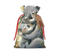 YKJJFVZ Lindo Koala madre y bebé impresión versátil cordón Navidad regalo bolsas, material de yute, bolsas de embalaje de Navidad, bolsas de caramelo