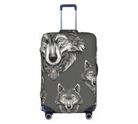 YKJJFVZ Lobo patrón Accesorios impresión maleta de viaje protector, cubiertas de equipaje elegante y protectora, Blanco 1, M