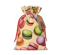 YKJJFVZ Macaron Galletas con sabor impresión universal Navidad regalo Bolsas con cordón, tela de yute, bolsas de embalaje de Navidad, bolsas de caramelo