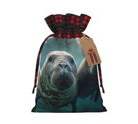 YKJJFVZ Manatee animales impresión cordón bolsas de regalo,Regalo de Navidad que envuelve bolsas para regalos de Navidad partido favor