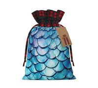 YKJJFVZ Océano Mar Sirena Azul Pescado Escala Imprimir Cordón Bolsas Regalo Navidad Bolsas Regalos de Vacaciones Fiesta