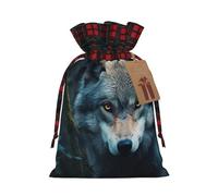 YKJJFVZ Ojos azules Wolf2 con cordón impreso bolsa de regalo Bolsas de embalaje Navidad bolsas de regalo festivo