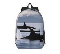 YKJJFVZ Orcas nadando a lo largo de la impresión mochila elegante, mochila de viaje, mochila de trabajo, mochila ligera, negro, talla única, negro, rozmiar uniwersalny, Negro 1, Rozmiar uniwersalny