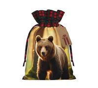 YKJJFVZ Oso papel pintado 1 impresión bolsa de regalo con cordón, regalo Bolsas Navidad regalo regalos festivos