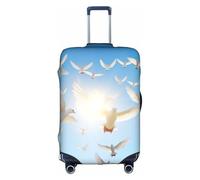 YKJJFVZ Pájaro amor corazón arte impresión maleta protector de viaje, cubiertas de equipaje elegante y protectora, Blanco 1, XL