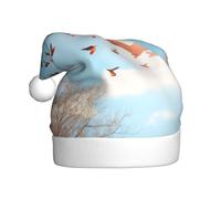 YKJJFVZ Pájaro amor corazón impresión arte Santa Claus sombrero, adulto Navidad sombrero Unisex, Año Nuevo Navidad sombrero